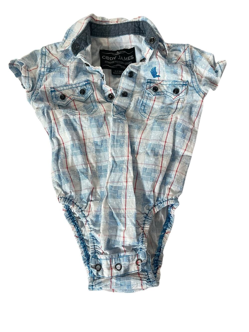 Cody James Boys Plaid One Piece Short Sleeve Bodysuit Outfit Size 3-6 Months